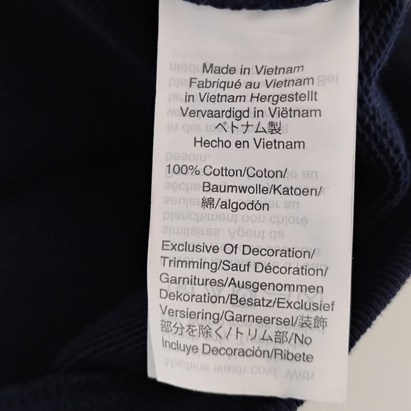 J.Crew Cotton Sweatshirt Micro Ruffle Neck Classic Navy Blue Gingham Size Small - Picture 13 of 13